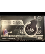 Lifelong Office Chair Wheels Upgrade Set 5 Black &amp; Clear BL-2374 - $524.58 MXN