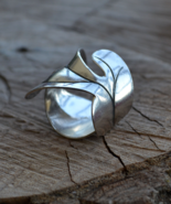 Leaf ring, tree leaf ring, sterling silver, adjustable leaf ring, resiza... - £29.56 GBP