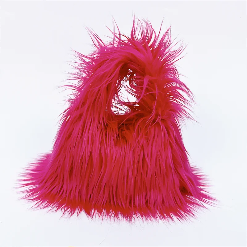 Winter Soft Fluffy Faux Fur Bag Women Solid Color Plush Handbag Casual F... - $29.19