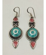 Handmade Ethnic Silver Dangle Earrings with Colorful Gemstones - €43,05 EUR Handmade Ethnic Silver Dangle Earrings with Colorful Gemstones - €43,05 EUR