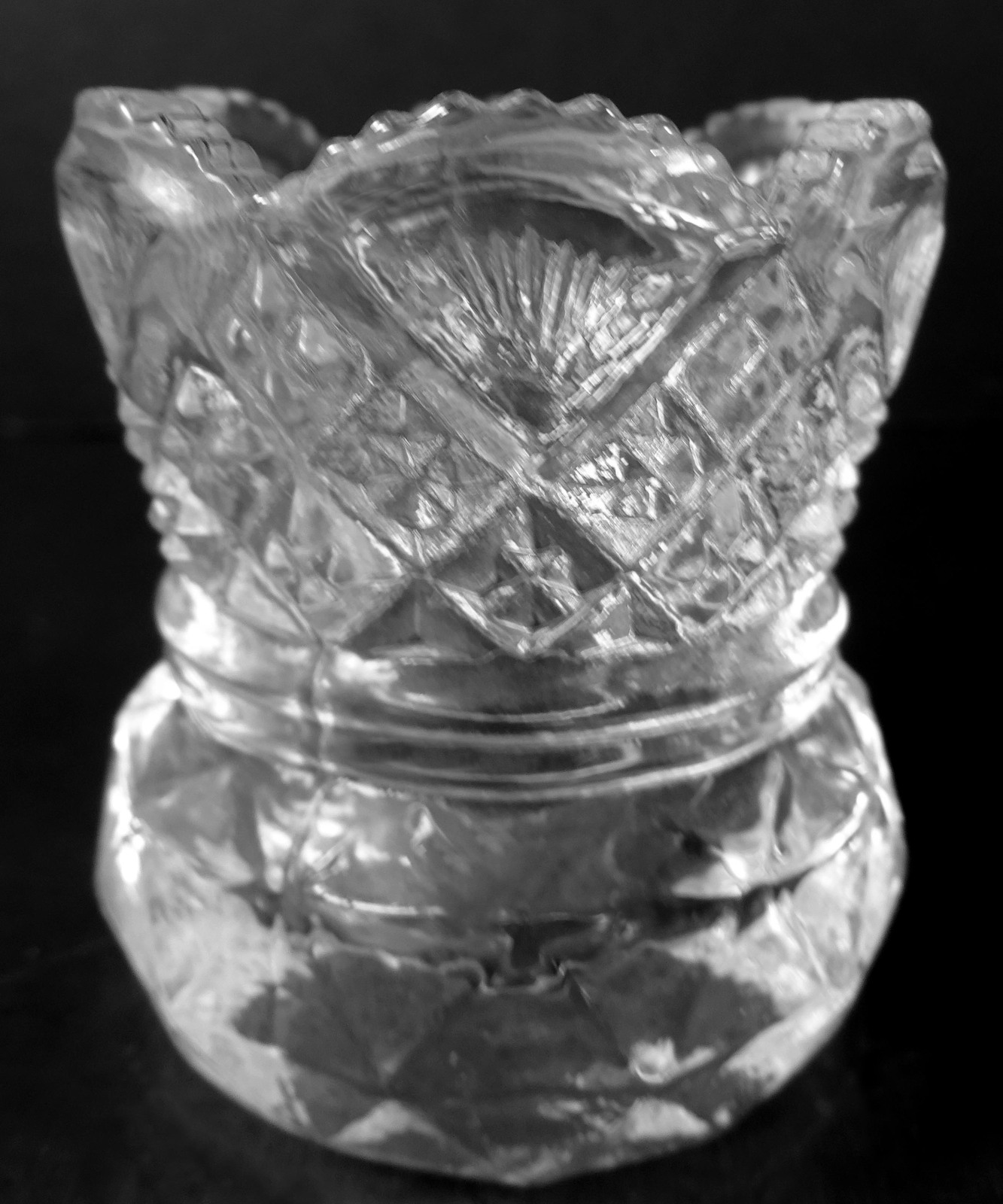 1970's Westmoreland Glass Clear Crystal Fan And File 2.25"t Toothpick Holder - $22.79