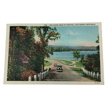 Lake Geneva WI-Wisconsin, Lake Shore Drive At Fontana, Old Vintage Postcard - £4.92 GBP