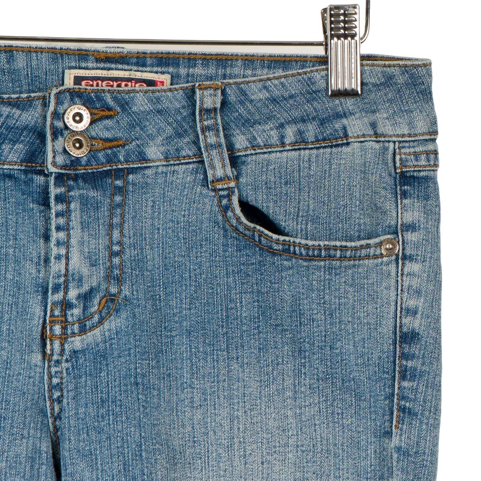 Energie Capri Pants 14 Girls Blue Jean VTG 90s Low Waist Pockets Cotton Blend - $12.73