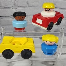 Vintage Fisher-Price Little People Chunky Figures With Cars Lot of 5Pcs  - £15.56 GBP