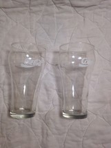 (K19) Enjoy Coke In White Lettering, Coca Cola 16 Oz Bell Shaped GLASS-set Of 2 - £15.91 GBP