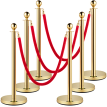 VEVOR Velvet Ropes and Posts, 1.5 m Red Rope, Stainless Steel Gold Stanc... - $140.90
