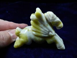 (Y-PEG-RU-705) Yellow white PEGASUS flying wings horse Figurine carving ... - $19.49