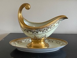 Hutschenreuther Selb Bavaria Porcelain Gold Encrusted Gravy Bowl Attache... - £94.40 GBP