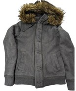 Abercrombie &amp;Fitch Sherpa LinedZip Gray Bomber Winter Hooded Jacket Park... - £353.04 GBP