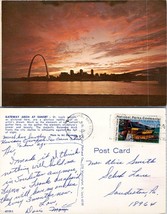 Missouri St. Louis Gateway Arch Skyline Sunset Posted to PA in 1972 VTG Postcard - £7.51 GBP