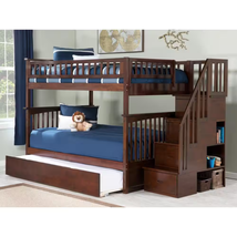 Columbia Staircase Walnut Full over Full Bunk Bed with Twin Urban Trundle Bed - £2,113.83 GBP