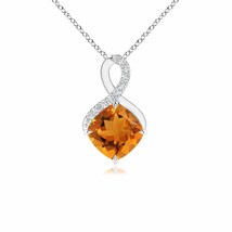 Claw-Set Citrine Infinity Pendant with Diamonds in Silver - £133.77 GBP