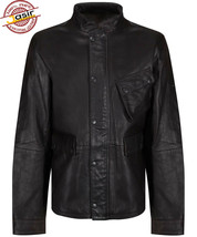 Slanted Pocket Black Genuine Sheep Leather Thunder Jacket - £92.51 GBP