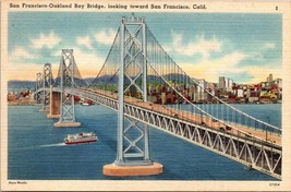 San Francisco California Oakland Bay Bridge Unposted 1930-1945 Vintage Postcard - £7.51 GBP