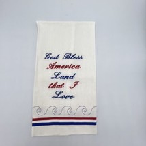 Patriotic Tea Towel Home Sewn &amp; Embroidered &quot;God Bless America Land that I Love&quot; - £8.25 GBP