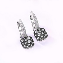 925 Sterling Silver Dangle Earrings Woman Candy Style Colorful Zircon Green Blac - £42.70 GBP