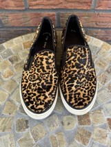Sperry Seaside Slip On Boat Shoes Size 9 Leopard Calf Hair Faux Fur Flats Animal - £26.15 GBP