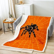 Spider Throw Blanket Golden Spider Web Print Fleece Blanket For Couch Sofa, Hall - £36.37 GBP