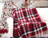 Christmas Red Plaid Throw Blanket For Couch, Bed, Super Soft Red Plaid S... - $43.99