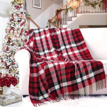 Christmas Red Plaid Throw Blanket For Couch, Bed, Super Soft Red Plaid S... - $43.99