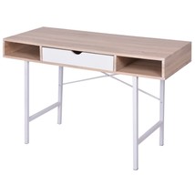 Desk with 1 Drawer Oak and White - £63.34 GBP
