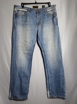 Akoo Brand Men&#39;s Straight Leg Distressed Faded Medium Wash Denim Jeans S... - $36.63