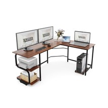 Reversible L Shaped Desk With Shelves 69 Corner Computer Desk Gaming Desk Workst - £222.92 GBP