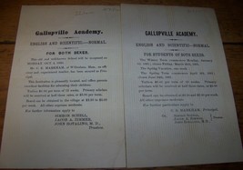 LOT 1880 GALLUPVILLE NY SCIENCE ACADEMY SCHOOL HAND BILLS ADVERTISING PO... - $9.89