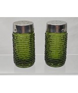 Anchor Hocking SORENO AVOCADO 3.5&quot; Salt &amp; Pepper Shaker Set - Retro Mid-... - $16.29