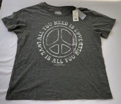 NWT Lyrics by Lennon &amp; McCartney All you need is Love Gray T-shirt Beatl... - £10.66 GBP