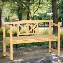 Outdoor Bench, 4 Ft Patio Wooden Bench, Weatherproof Sturdy Wood Frame G... - $158.92