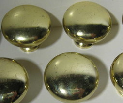 Lot A 8 Polished Gold Round Cabinet Drawer Pulls Knobs 1.25&quot; Dia Mushroo... - $8.87