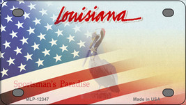 Louisiana with American Flag Novelty Mini Metal License Plate Tag - £11.92 GBP