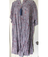 Go Softly Blue Paisley nightgown size 3X Short sleeve front zip - $41.55 CAD