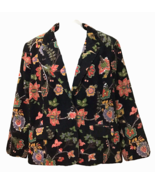 Liz Claiborne Women’s  Black Flower Sparkly Corduroy Jacket Blazer Size 16 - £33.21 GBP