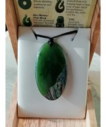 New zealand paua / Jade oval large pendant / Long necklace 40mm - $80.00