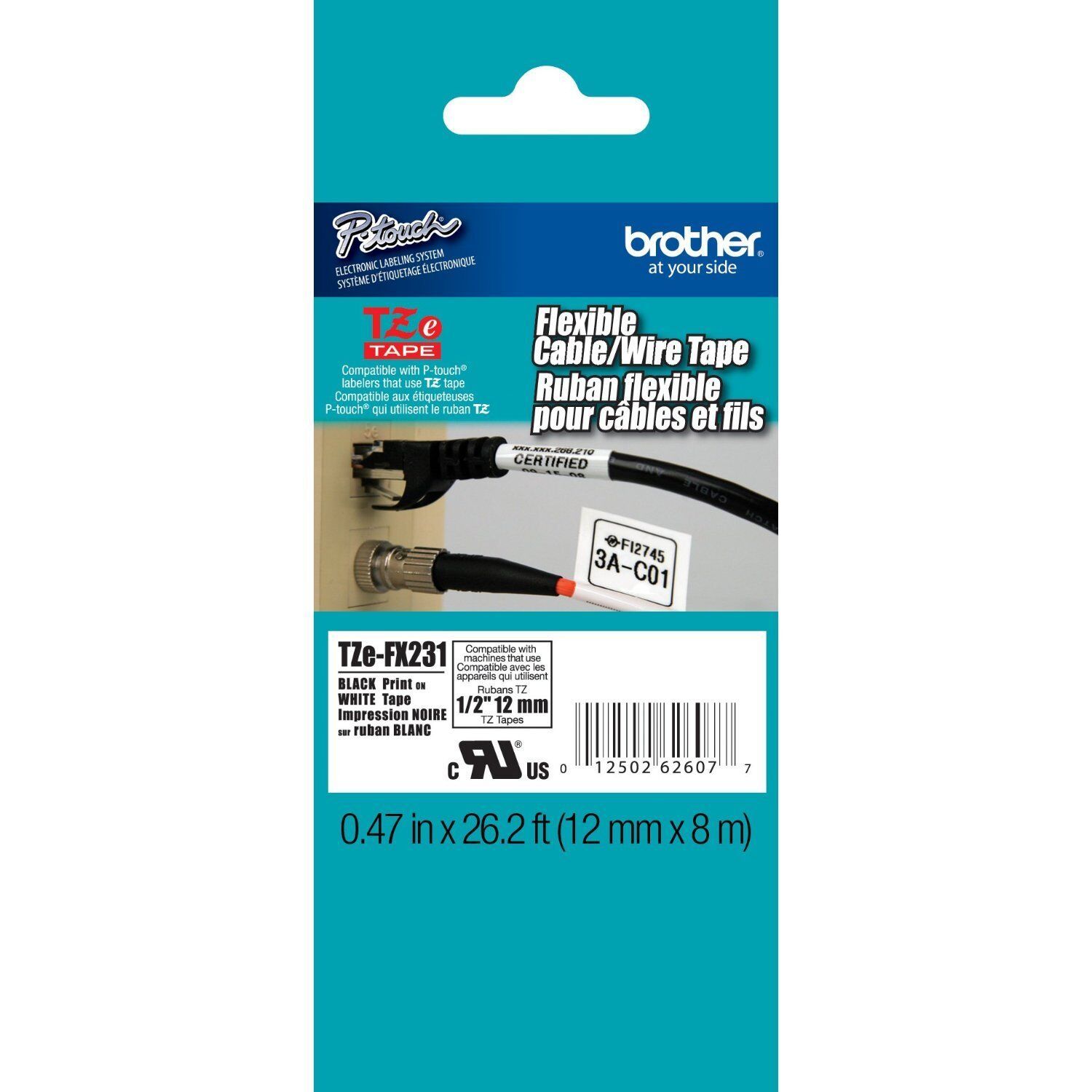 Brother TZeFX231 12mm Flexible cable TZ label tape PT1400 PT7100 PT7500 PT7600