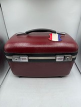 Vintage American Tourister Burgundy Red HardSide Train Travel Vanity Makeup Case - $33.68