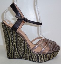 Pelle Moda Size 9 M ODELL Pewter Black Leather Platform Sandals New Womens Shoes - £94.46 GBP