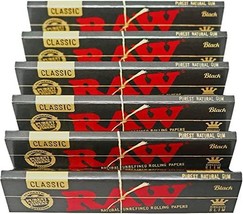 (6 Packs) RAW Classic Black King Size Slim Natural Unrefined Ultra Thin 110mm Ro - £14.38 GBP