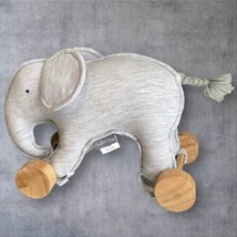 Crate and Barrel Kids Pull Toy The Land of Nod Gray Elephant with Wooden Wheels - £14.68 GBP