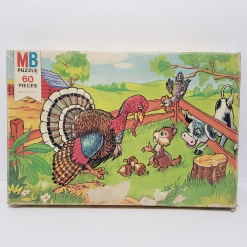 Vintage 1976 Puzzle Milton Bradley Farm Scene 60 Pieces 11x17 Complete  - £9.33 GBP