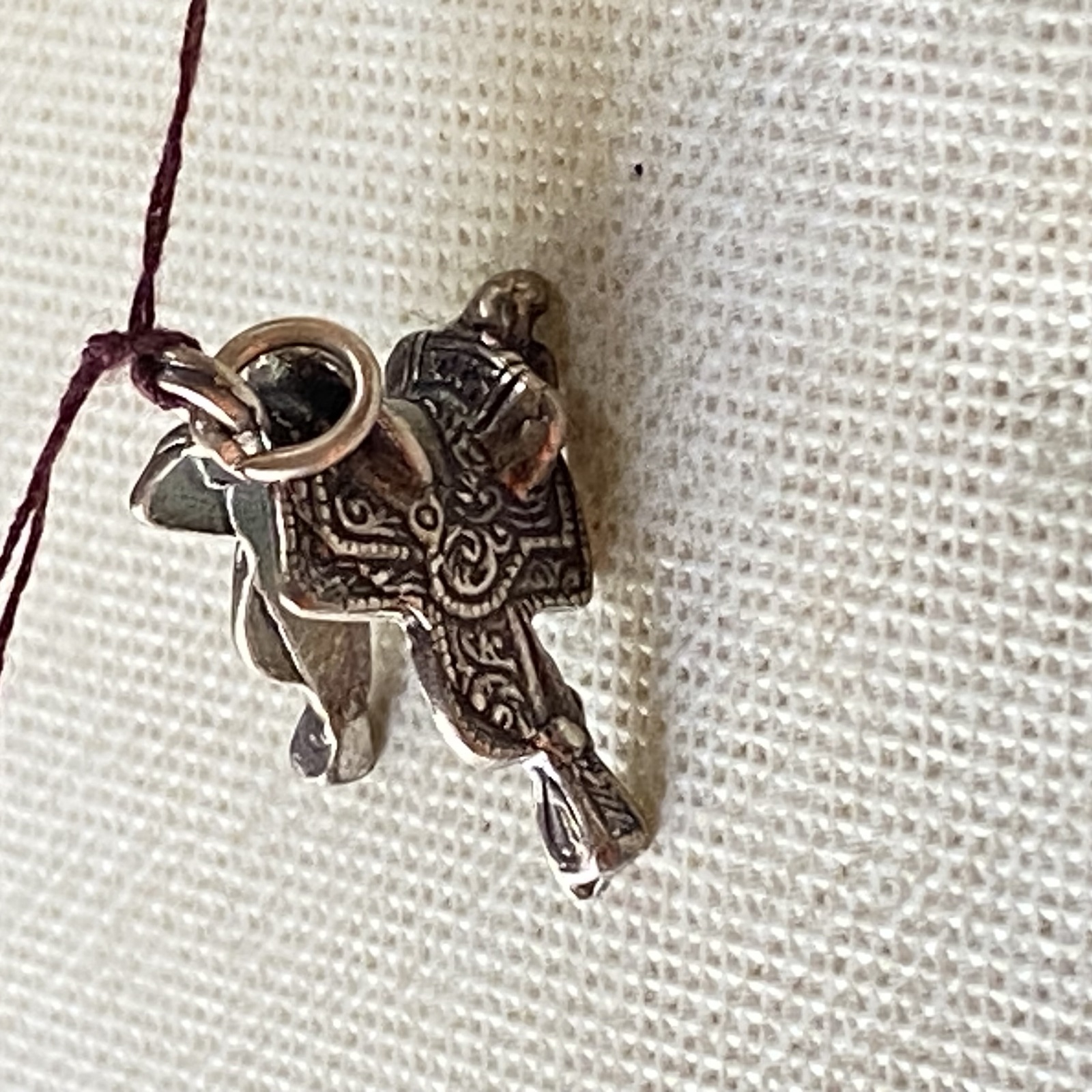 Primary image for VINTAGE STERLING SILVER DECORATED SADDLE CHARM