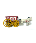 Vintage Cast Iron Horse Drawn Carriage Pulling Ice Cart Truck Wagon Toy - $24.75