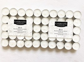CANDLE-LITE 100 COUNT TEA LIGHTS MULTIPURPOSE UNSCENTED - BRAND NEW - £12.58 GBP