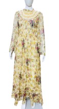 Doen Women Tiarella Antique Floral Printed Ruffle Smocked Maxi Gown Dress XS - £225.41 GBP