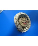 Vintage 1970s Hand Painted Glazed Ceramic Eskimo Head 6&quot;L Wall Hanging - $19.95