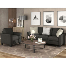 Living Room Furniture Chair And 3-Seat Sofa (Black) - £547.36 GBP