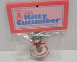Vintage Schmid Kitty Cucumber Christmas Ornament Figurine Grey Cat Holly... - $14.75