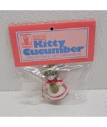 Vintage Schmid Kitty Cucumber Christmas Ornament Figurine Grey Cat Holly... - £11.60 GBP